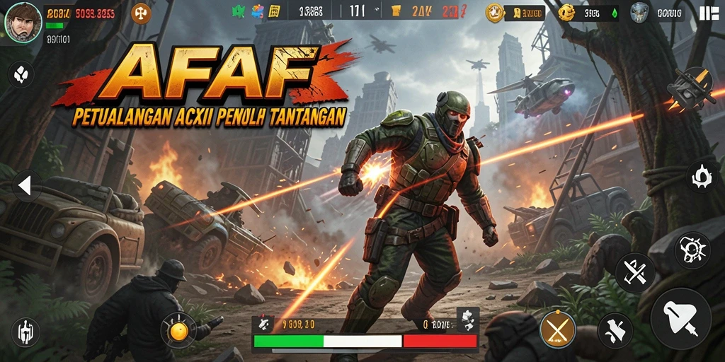 Tampilan gameplay menegangkan dalam AFAF dengan aksi bertempur yang seru.